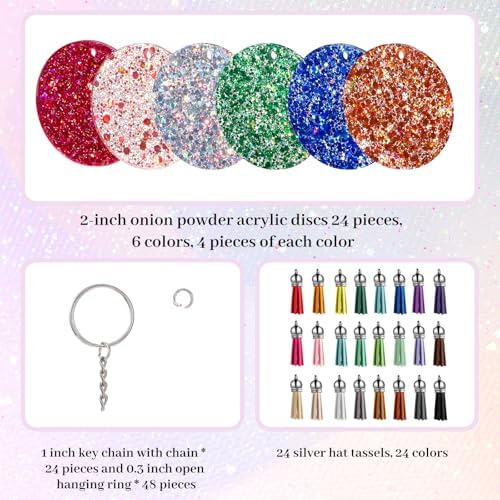 WILLBOND 24 Set Acrylic Keychain Blanks Set Clear Acrylic Ornaments,24
