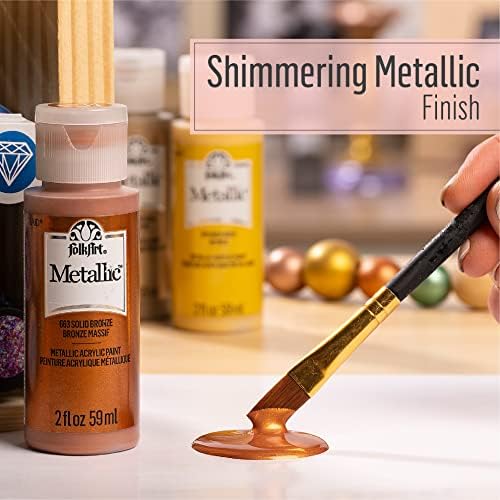 FolkArt Acrylic Paint in Assorted Colors (8 oz), Pure Gold, (Pack of 2)