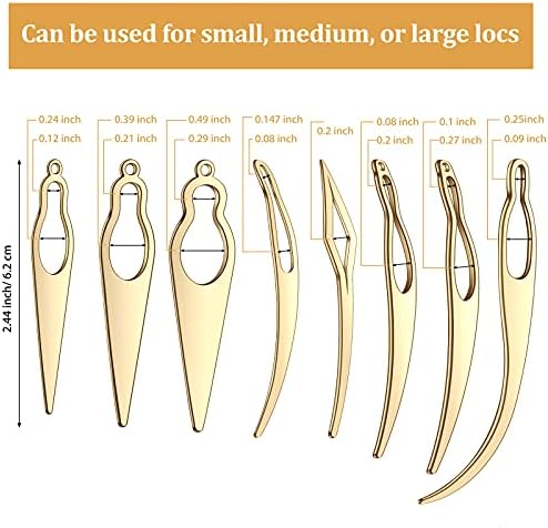 WILLBOND 8 Pcs Interlocking Tool for Locs Dreadlocks Crochet Hook, Gold