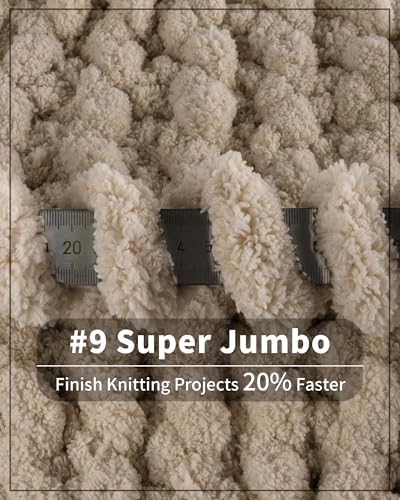 Cozyful Chunky Yarn for Hand Knitting, #9 Thick Jumbo Big Chunky Yarn for Crocheting, Super Chunky Knit Blanket Yarns, Large Chunky Chenille Yarns, 8 Pack (30 yds 8 oz Each Skein), Khaki