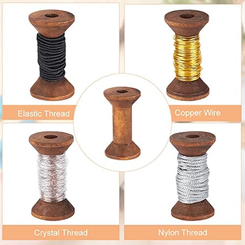 BENECREAT 20Pcs Antique Wooden Empty Spools, 1.57"/ 40mm Empty Thread Spools Wooden Ribbon Spools Bobbins for Wire Weaving Arts DIY Wood Projects
