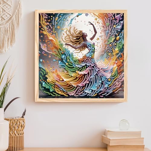 AiYuanzsh DIY Diamond Art Painting Kits for Adults, 5D Special Shape Crystal Rhinestone Diamond Art Kits for Beginners, for Home Wall Decoration Gift 12x12 inch, Beautiful Dancer