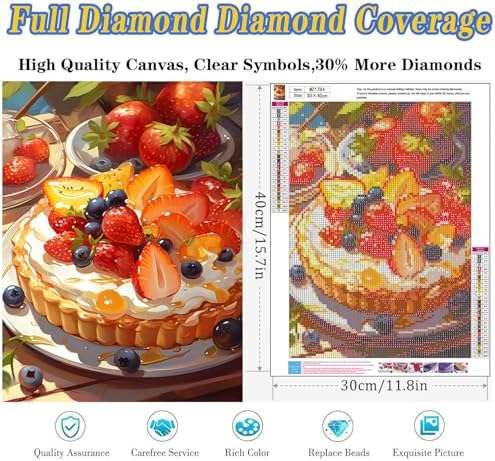 Strawberry Shortcake Diamond Art Kits for Adults, Diamond Painting 12x16 in