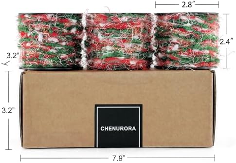 Christmas Yarn for Crocheting Knitting, Crafts DIY Yarns, Set of 3 Rolls (Christmas Red & Green)