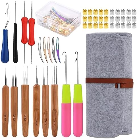QMNNMA Crochet Needle for Loc, 48 Pcs Dreadlock Crochet Hook for Hair