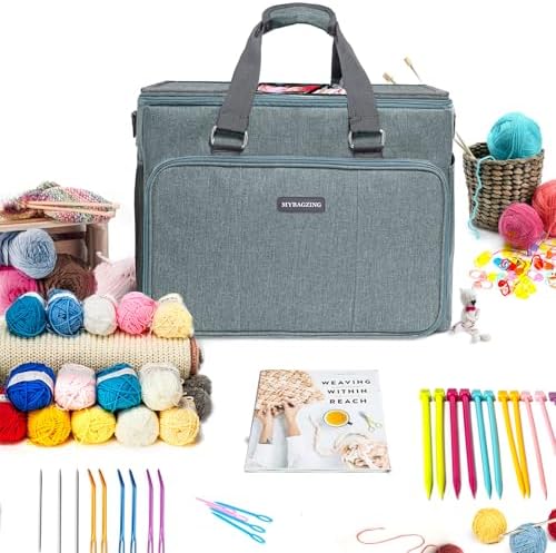 MYBAGZING Knitting Bag, Large Crochet Bag, Crochet Tote Bag, Yarn Bags for Crocheting, Yarn Storage Organizer for Knitting & Crochet Supplies