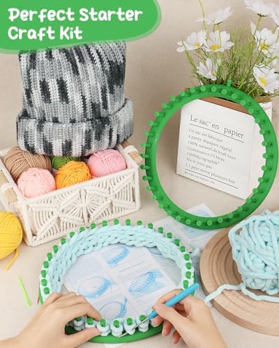 Aeelike 2 PCS Round Knitting Loom for Hat Socks DIY Crafts, 9.4inch