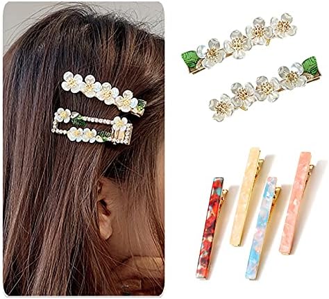 60PCS Hair Clips for Silicone Resin Molds, DIY Hair Bow Clips Pearl Hairpin Hair Accessories for Girls and Women (Mix Silver-Golden)