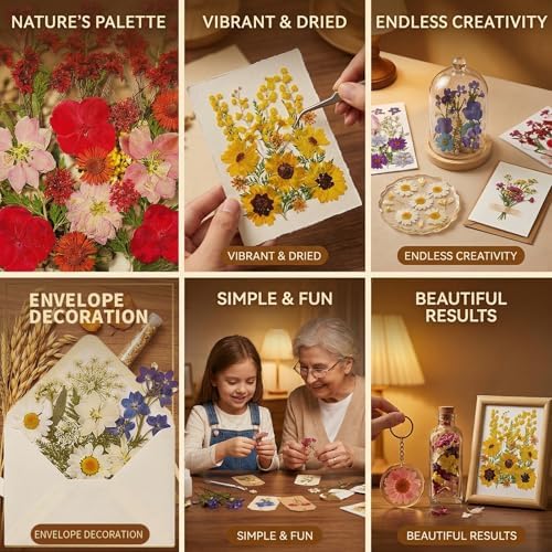 Dried Flowers for Resin, 106pcs Natural Flowers and Leaves Compressed