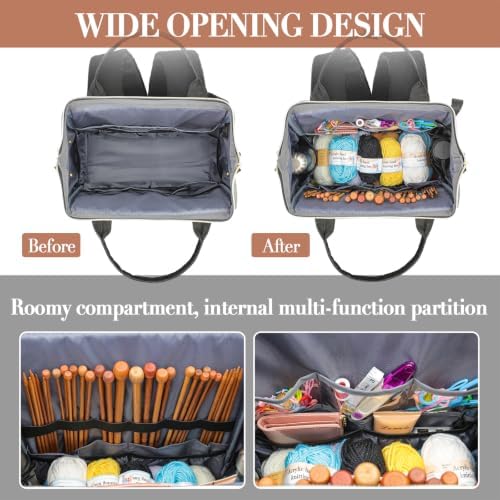 Kuosdaz Knitting Bag Backpack, Yarn Organizer, Quilted Backpack for Women