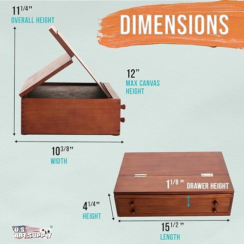 U.S. Art Supply 2-Drawer Artist Tool Supply Box with Locking Clasps