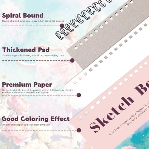 4 Pack Sketch Book 9 × 12 Inch, Top Spiral, 30 Sheets Each, Pink | 100gsm Acid-Free Paper, Hardcover with Rigid Backing, Lay-Flat Top Spiral, Ideal for Graphite, Ink & Charcoal