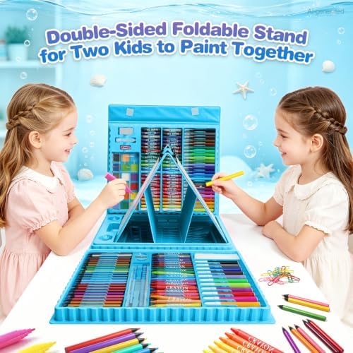 homicozy Mermaid Drawing Kit 208Pcs Art Set Gift for Girls Kids Age 4-12