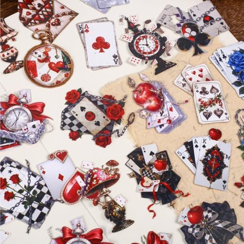 96-Piece Vintage Playing Card Stickers for Junk Journaling