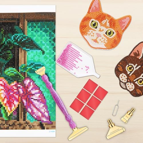 Diamond Painting Pen Kit - 7 Metal Tip Diamond Art Tools, 5D Diamond Painting Accessories for Adults Beginners, Resin Pen with Straight/Bent/Flat/Roller Nibs, Tray & Clay
