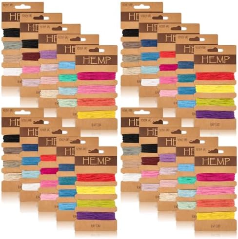 80 Colors Thread Cord for Jewelry Making - Natural Hemp Cord for Bracelets 1mm, Bright Flax String Cord, Colorful Twine Cord Rope String, for Handmade Craft Keychains Making Accessories