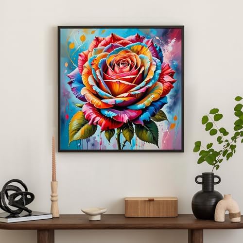 Diamond Art Kits for Adults & Beginners, Colorful Rose Diamond Painting Kit
