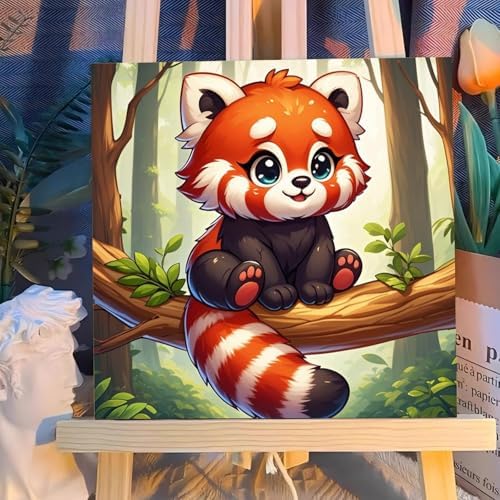 Reivworl Raccoon Paint by Numbers Kit for Kids with Frame 8×8 inch