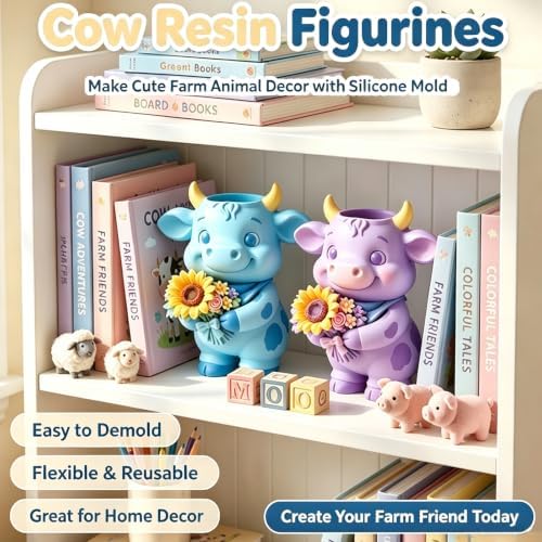 3D Highland Cow Silicone Resin Mold for Epoxy Casting Succulent