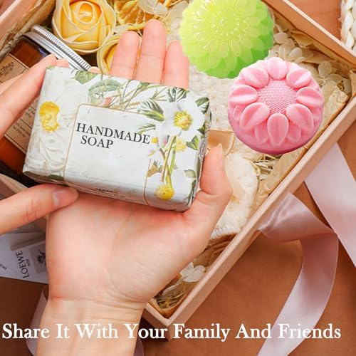 3 Pack Silicone Soap Molds,Flowers&Rectangular shape Soap Mold for Soap Making,Great for Handmade Soaps,Lotion Bars,Chocolate,Moon Cake