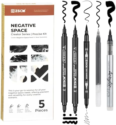 5 Black Acrylic Pens Set, Black Gel Pens, Dual-Tip Acrylic Paint Markers