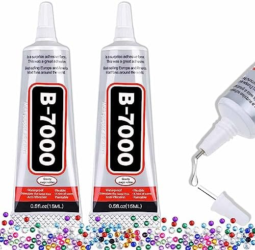 B-7000 Craft Glue for Jewelry Making - 15ml/0.5oz (2 Pack) - Multi-Function B-7000 Super Adhesive Glues Liquid Fusion Glue for Rhinestones Crafts, Clothes Shoes, Fabric, Jewelry Making, Cell Phones
