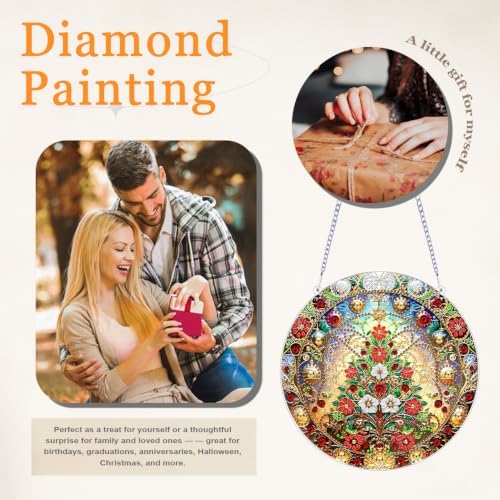 VeGuude Christmas Diamond Art Kits for Adults, DIY Acrylic Hanging Ornament