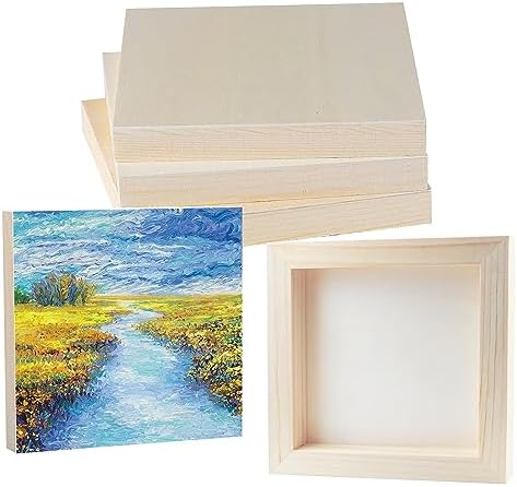 Wood Canvas Panels Square Wooden Canvas Painting Board 10 Pack