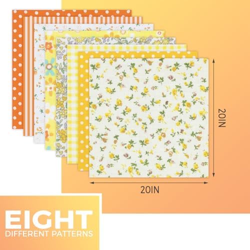 Aubliss 8pcs Fat Quarter Fabric Bundles (100% Cotton - 20'' x 20'')