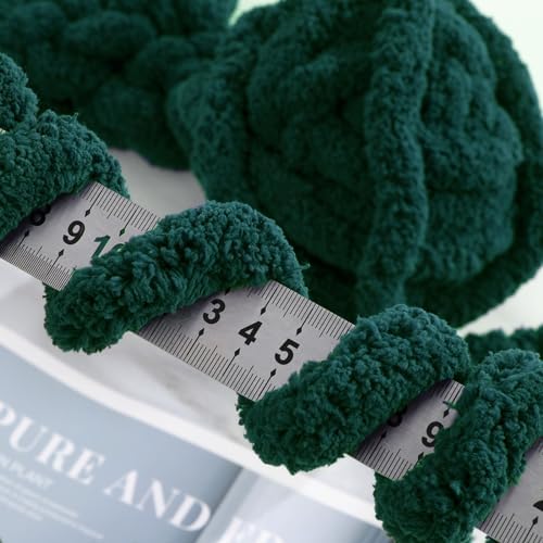 MABOZOO Assorted Chunky Yarn for Hand Knitting 8 Pack, Fluffy Jumbo Chenille Yarn, Soft Plush Yarn Bulky, Giant Thick Fuzzy Yarn for Arm Knitting,Sage Green & Dark Green(31.7 yds,8 oz Each Skein)