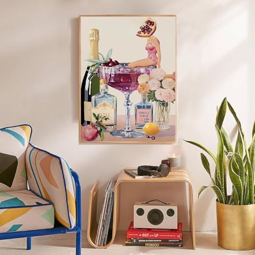 EIBEILI Diamond Art Kits for Adults, Female Fruit Cocktail Diamond Painting Kits for Beginner DIY 5D Full Drill Diamond Dots Crafts for Home Wall Decor Gifts 12x16 Inch