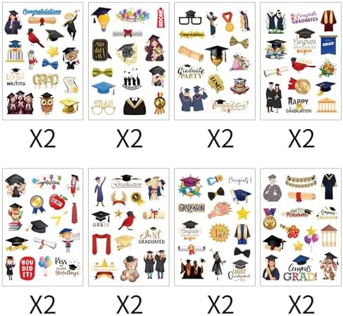 2026 Graduation Stickers,16Sheets Class of 2026 Stickers for Graduation Decorations, Graduation Party Decorations 2026, Waterproof Vinyl Stickers for Water Bottle, Laptop, Graduation College Stickers