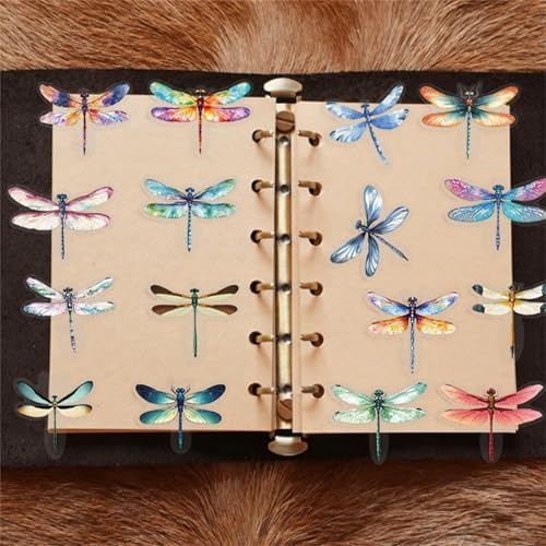 50 Pcs Dragonfly Stickers for Scrapbooking, PET Transparent Decorative Stickers Supplies Journal Stuffers for Adult Card Making Letters DIY (Dragonfly)