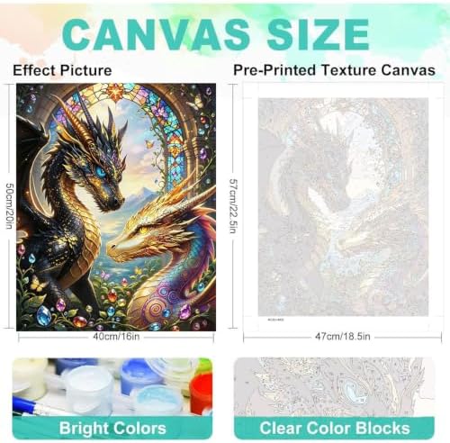 Dragon Paint by Numbers Kit for Adults, DIY Oil Painting Canvas 16x20inch