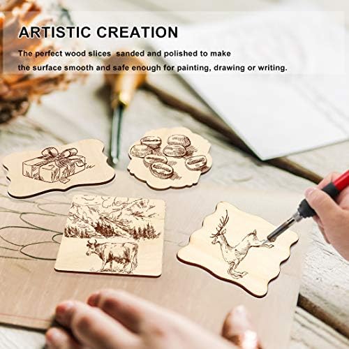Unfinished Wood Ornaments, DIY 32pcs 4x3in Creative Irregular Wood Slices