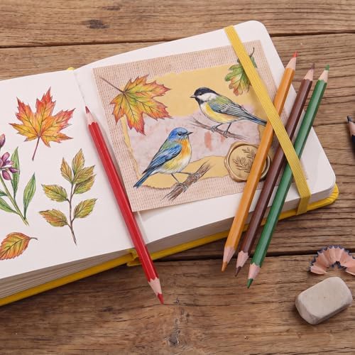 Hardcover Pocket Sketchbook, 5" × 5", 80 Sheets Small Sketch Book, Yellow