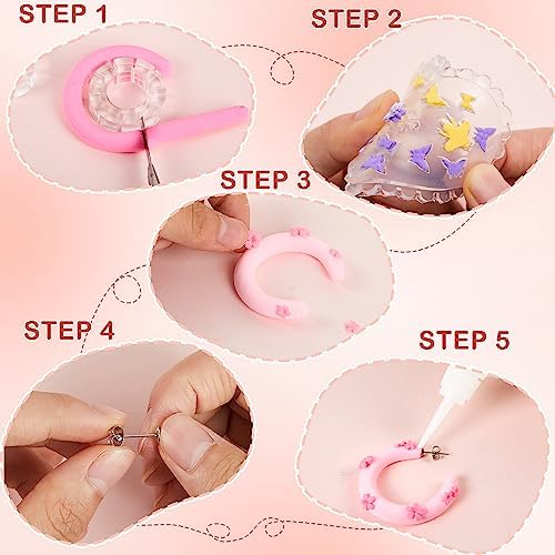 Tanlade 14 Pcs Polymer Clay Molds & Cutters - 6 Sizes Hoop Guides with 30 Pcs Studs Earrings for Jewelry Making