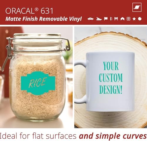 ORACAL 631 Matte Turquoise Vinyl Durable Roll Easy to Weed Permanent Adhesive Craft Vinyl for Plotting Machines, Decals & DIY Projects 12” x 15ft + Transfer Tape 12" x 24"
