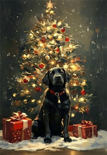 CraftBliss Black Lab Paint by Numbers Kits for Adults Beginner 12 x 16 Inch