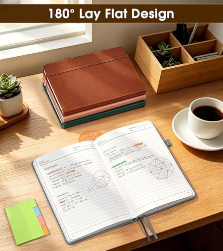Lined Journal Notebook, A5 Hardcover Leather Journals for Writing, 160 Numbered Pages, 5.7'' x 8.3'' Journaling Notebooks for Men Women, Thick Paper College Ruled Journal for Work Office School, Dusty Blue