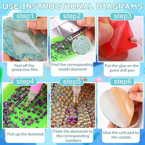 8 PCS Singer Diamond Art Coasters Kits, Pop Star Diamond Painting Coasters with Holder Set of 8, DIY Drink Coasters Art Crafts Supplies for Adults Cup Mat for Home Decor House Warming Gifts Non-Slip