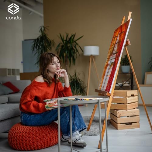 Heavy Duty A-Frame Wood Easel Stand - Adjustable Studio Easel Holds Large Canvas, Mirror, Wedding Sign Up to 90 Inches, Floor Display Easel for Artists & Events, Natural Beechwood
