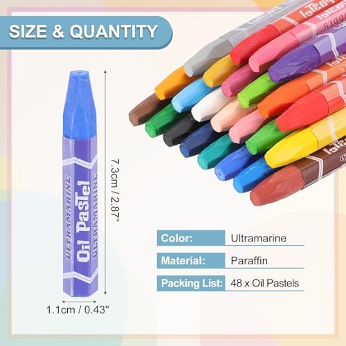 PATIKIL Ultramarine Oil Pastels, 48Pcs Soft Oil Crayons Pastels Stick Vibrant and Creamy Art Supplies Bulk for Artists Beginners Art Painting Drawing Blending Graffiti Gallery