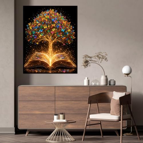 Tree Paint by Numbers Kit for Adult, Book Paint by Number Adult 16x20inch | Tree of Life Canvas Paint by Numbers for Adults Home Wall Decor and Gifts, DIY Acrylic Oil Painting Kit Pre Drawn Canvas