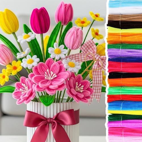 Caydo 1000 Pieces Colorful Craft Pipe Cleaners Bulk