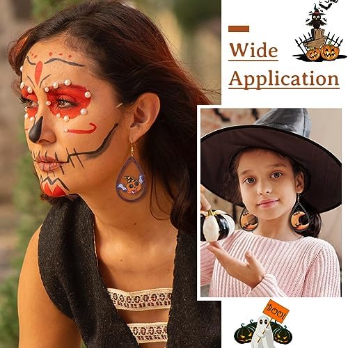 Elecrelive 40Sets Halloween Wooden Earrings Pumpkin Ghost Bat Fall Earring