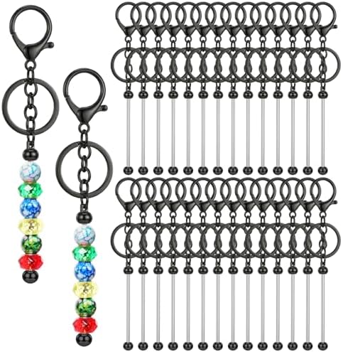 30Pcs Blank Beadable Keychain Bars Bulk Blank Metal Keychain