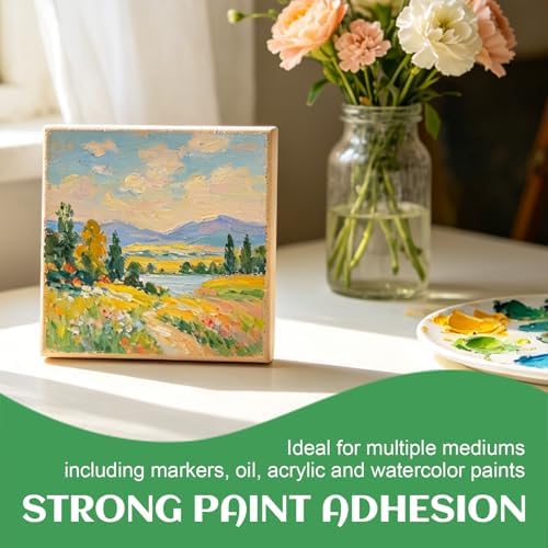 ESRICH 6x6 Inch Wood Panels, 4 Pack Square Craft Wood Canvas Boards, Blank Unfinished Wooden Art Board for DIY Art Creations Such as Painting, Acrylic Pouring, Resin, Burning, Collage, etc.