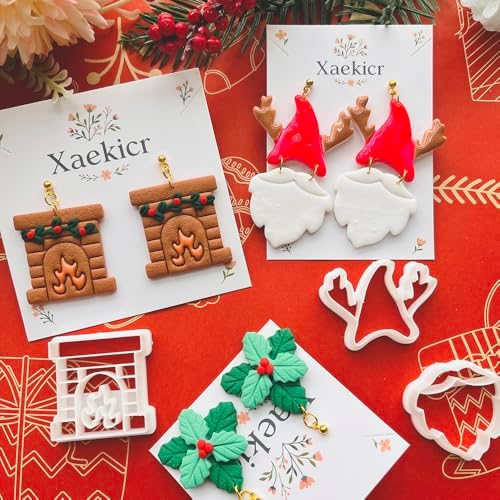 Xaekicr Winter Theme Polymer Clay Cutters Set – Clay Molds and Cutters for Polymer Clay, Decorative Earring Tools