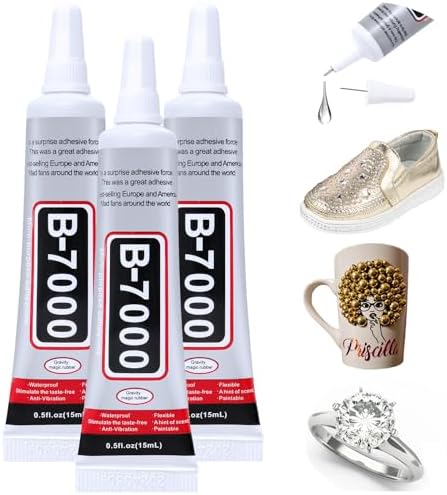FITTDYHE 3PCS Jewelry Glue - 15ML/0.5fl oz Clear DIY Craft Glue for Rhinestones, Waterproof Strong Bond Adhesive for Phone Repair, Nail Art, Shoes, Fabric, Metal, Glass